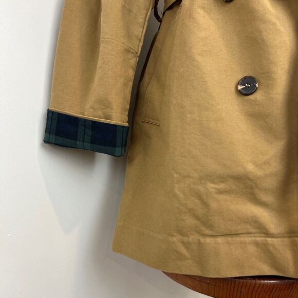 Flash Women's Size 1 US S Tan Khaki Flannel Overcoat Peacoat Jacket Korea Trench - Picture 11 of 16